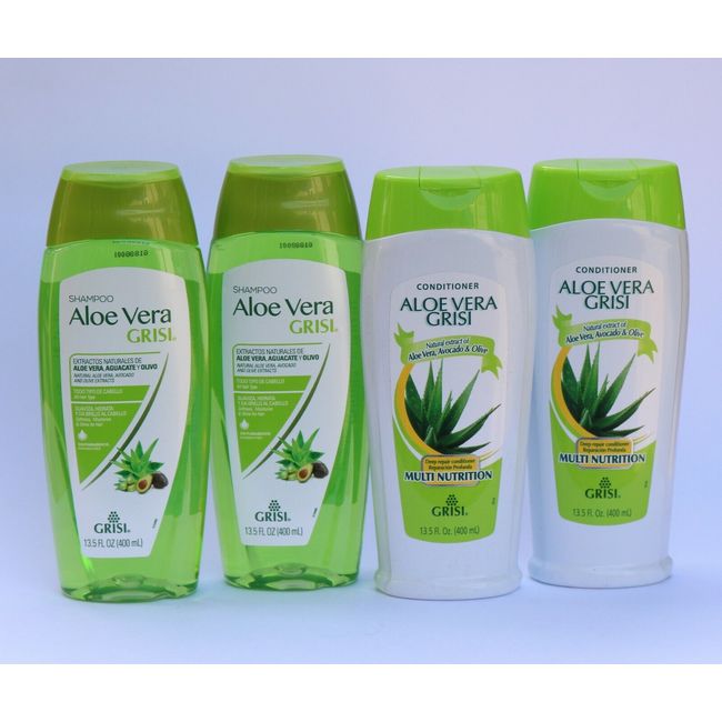 4 PK ALOE VERA GRISI SHAMPOO CONDITIONER EXTRACT OF AVOCADO OLIVE 13.5 OZ