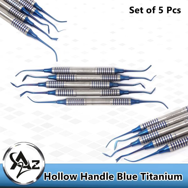 New 5 Dental Composite Filling Instruments Blue Titanium Coated Restorative Kit