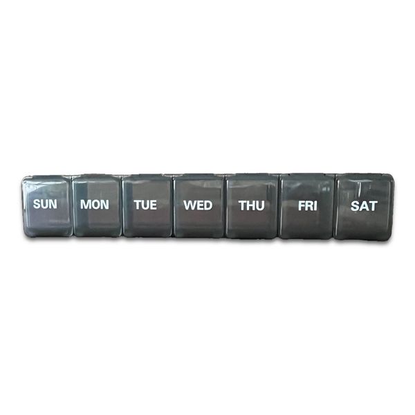 Weekly Pill Storage Box Vitamin Medicine Organizer Case Large Jumbo 7-Day Gray