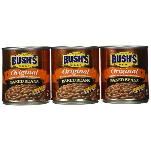 Bush's Best Baked Beans Original Seasoned with Bacon & Brown Sugar 8.3 OZ (Pack of 6)