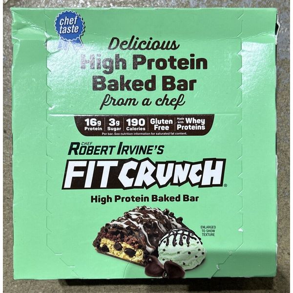 High Protein Baked Bar, Mint Chocolate Chip, 9 Bars, 1.62 oz (46 g) Exp 09/2025