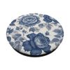 Blue and White Rose Floral Pattern PopSockets Adhesive PopGrip