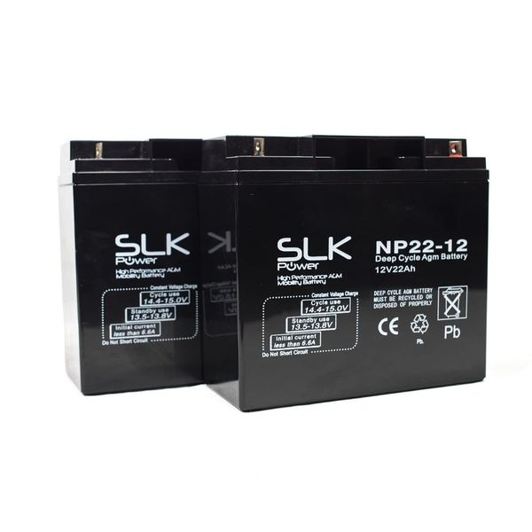 SLK Power Mobility Scooter AGM Battery Pair of 2 x 12v 22ah Reliable And long Lasting Replacement Batteries For Electric Scooters And Wheelchairs