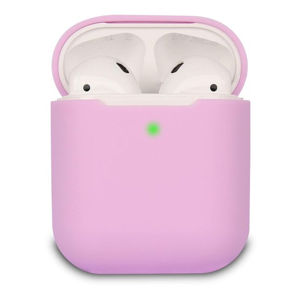 KOKOKA Case Cover Compatible with AirPods 2, Silicone Shockproof Case Cover for Airpods 2 [Front LED Visible][Support Wireless Charging] Lavender Pink