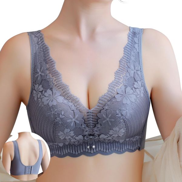 Tophana Wireless Bra, Bra (Supervised by Bust Salon, Stability at the Center, Lace Embroidery) High Armpit Design, Beautiful Back, Stretchy, Skin-friendly, Night Bra, Sports Bra, Yoga Bra, Sports,