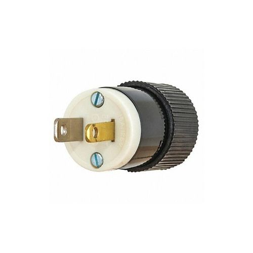 Bryant Electric 9754NS 15 Amp, 125V, 2-Pole, 2-Wire, Polarized, Industrial Grade Plug, Black & White