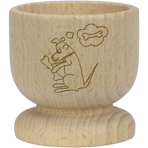 'Dog Obsessed with Bones' Wooden Egg Cup (EC00026891)