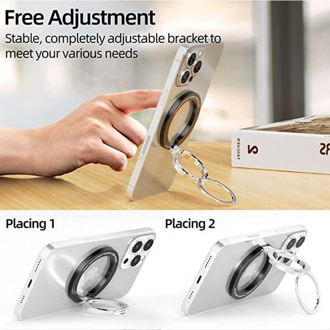 Magnetic Cell Phone Ring Holder Compatible with iPhone 12 13 14 Series  MagSafe Removable Cell Phone Grip Kickstand