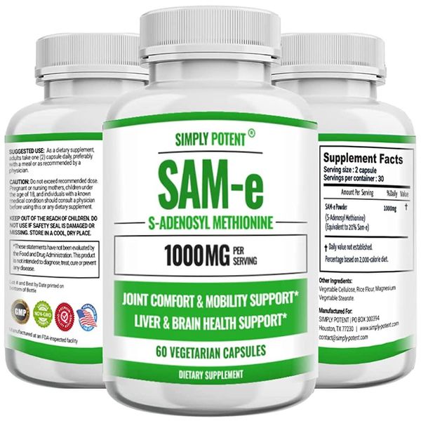 Simply Potent SAM-e 1000mg Vegan Capsules 60 Tablets