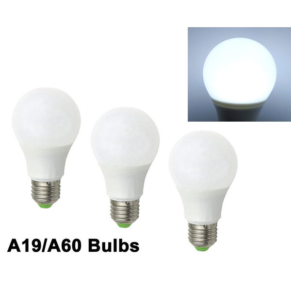 3pcs 60W Equivalent E26 E27 A19 LED Light 12-24V Globe RV/Boat Bulb Daylight H