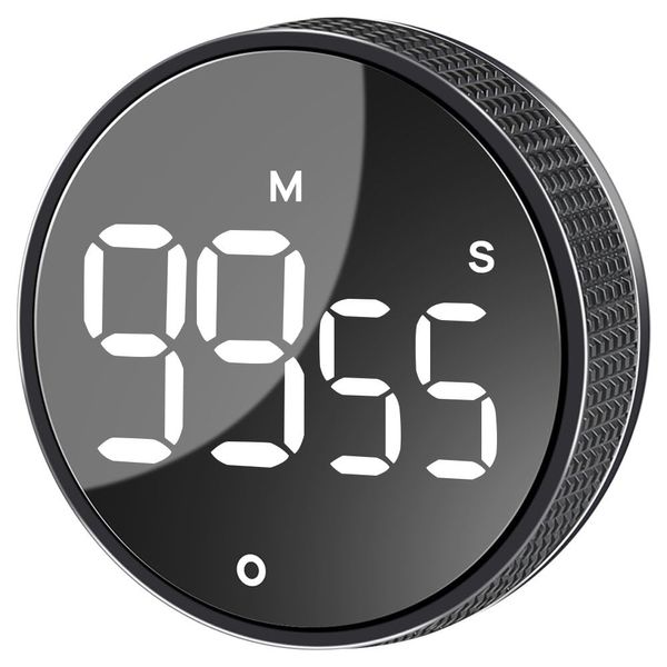 FGY Digital Timer with Large LED Display Magnetic Kitchen Timer for Cooking Baking (Black)