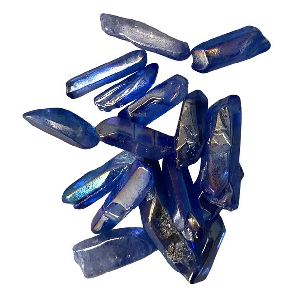 VIE Electroplated Quartz Points, 2-3cm, Pack of 12, Blue