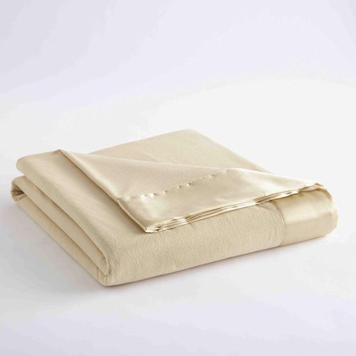 Shavel Home Products Micro Flannel Full/Queen-Size All Seasons Lightweight Sheet Blanket, Machine Wash & Dry, No Pilling, 90Lx90W, Chino