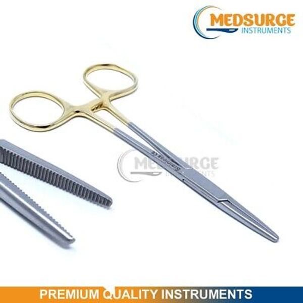 Surgical Mosquito Forceps 5" Hemostat Straight Dental Instruments Gold Handle