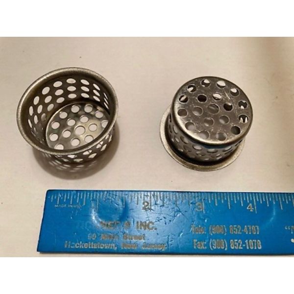 NEW (OPEN BOX LOT OF (2)  1  1/2" STAINLESS STEEL BASIN SINK STRAINER BASKETS