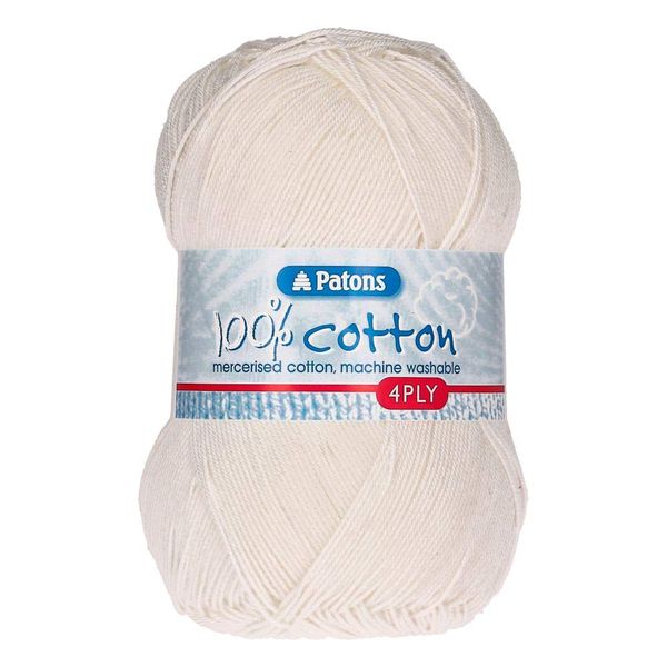 Patons Knitting Yarn, Cotton, White, One Size