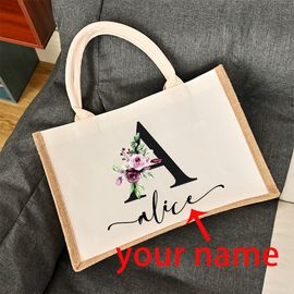 Personalized Burlap Tote Bags Custom Bridesmaid Gift Tote 