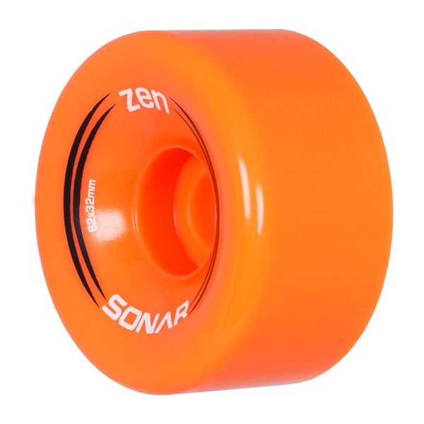 Riedell Sonar Wheels - Zen - Quad Roller Skate Wheels - 4 Pack of 32mm x 62mm 85A Wheels | Orange