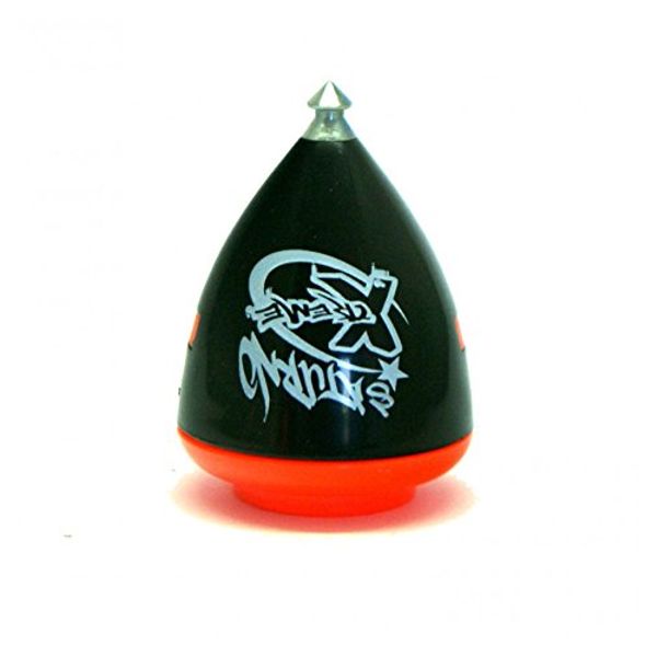 Trompos Space - Saturno Xtreme Fixed Tip Spinning Top (Black Body/Red Top)
