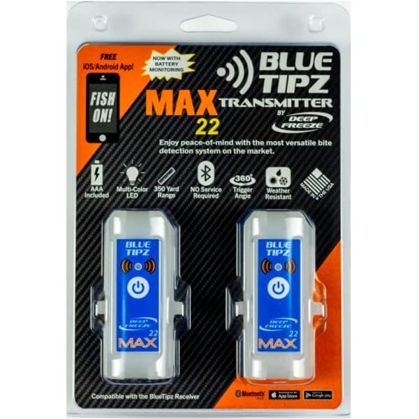 Deep Freeze Tip Up Alert-BlueTipz MAX 22 Transmitter or Reciever/Booster(2 Pack)-Android/iOS