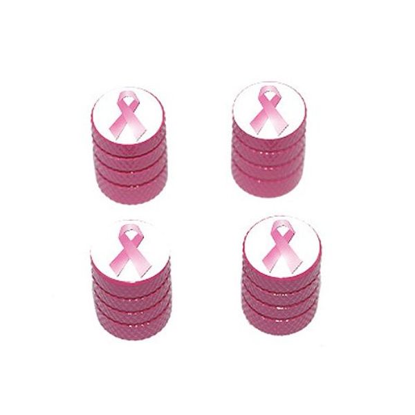 Graphics and More Breast Cancer Ribbon - Tire Rim Valve Stem Caps - Pink