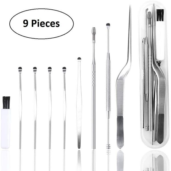 9pcs Ear Wax Remover Removal Tool Cleaner Ear Cleaning Set Curette Kit