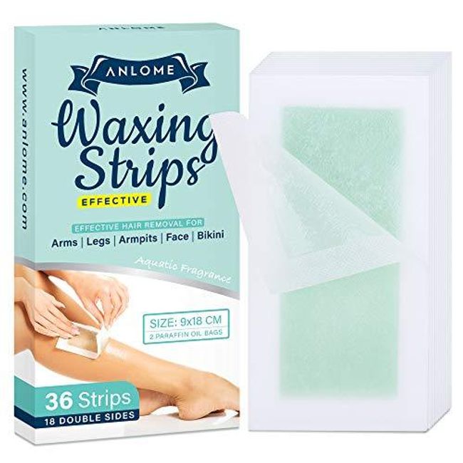 Body Wax Strips for Face Legs Underarms Brazilian Bikini Women, 36 Counts, 7.1 * 3.5 Inches Large Size, Wax Hair Removal Strips with Natural Formula
