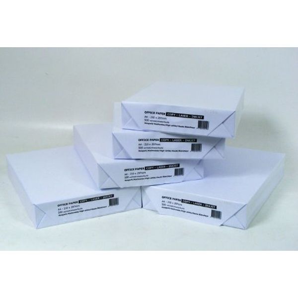 5 Reams of A4 Bright White Paper. (2500 sheets)