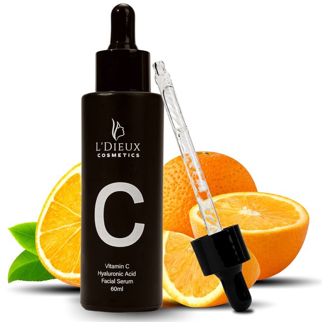 Vitamin C Serum mit Hyaluronsäure für Gesicht & Hau - 60ml - Anti-Aging Gesichtsserum, Verbessert den Hautton und Bekämpft Flecken - Gesichtsserum mit Vitamin C für die Hautpflege