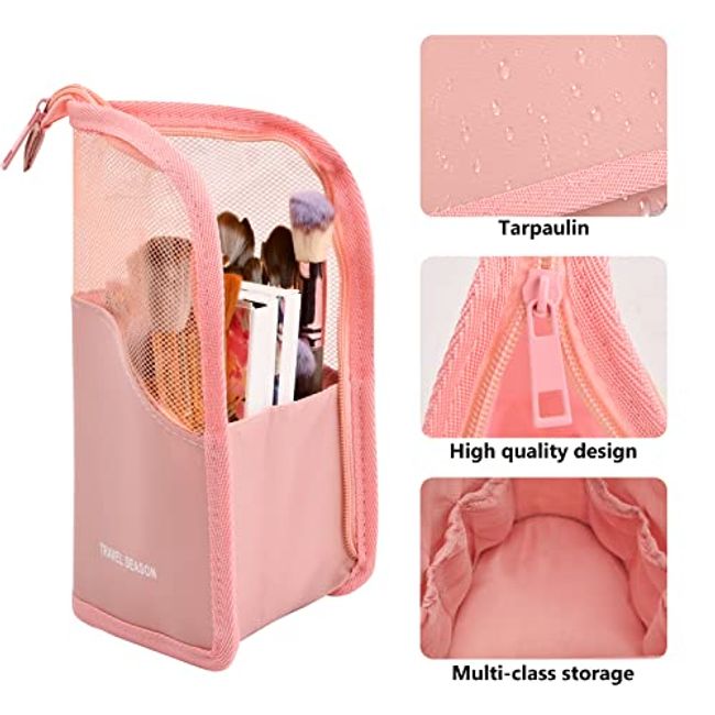 Travel Cosmetic Bag, Makeup Bags Portable Travel Cosmetic Bag Waterproof  Leather Organizer Multifunctional Storage-Pink 