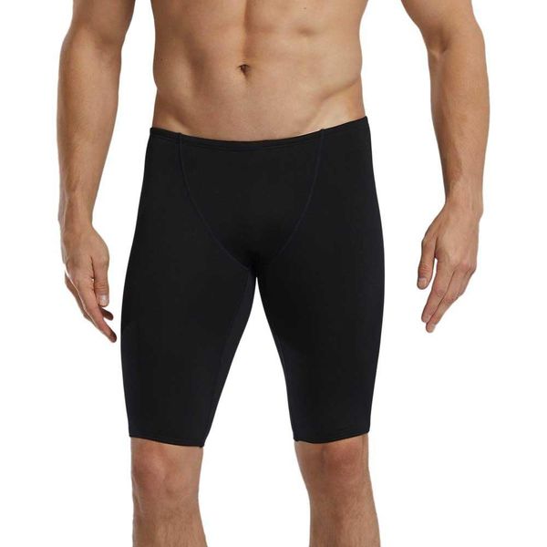 TYR Herren Durafast Elite Solid Jammer Badeanzug Badehose, Schwarz/Logo, 32