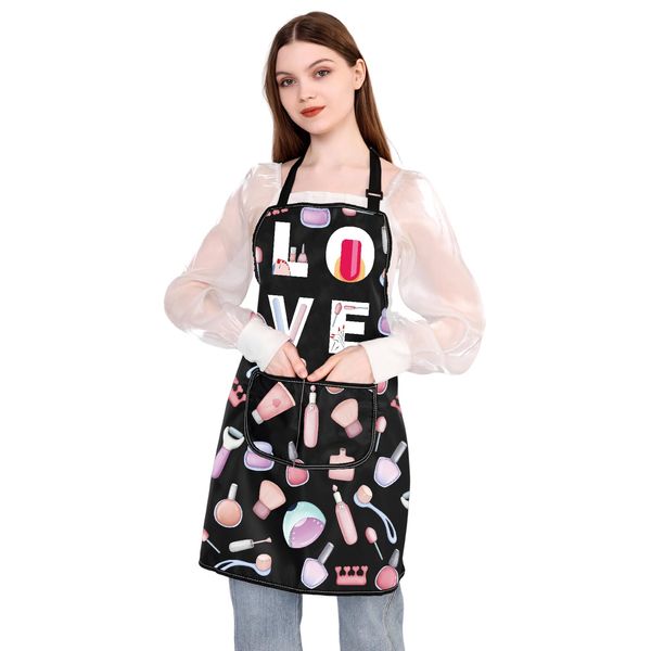 PLITI Nail Technician Aprons Manicurist Gift Nail Salon Supplies Nail Artist Gift Nail Tech Waterproof Apron With Pockets (Love nail apronU)