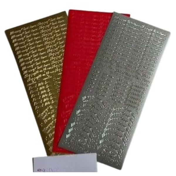 Vision4ever 1x Gold Colour Assorted Straight & Arched Script Christmas Peel Off Stickers Card Making
