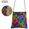 Widmann 10018 Reversible Sequins Rainbow/Gold, Retro, Accessory, Theme Party, Carnival, Multicoloured, Standard Size
