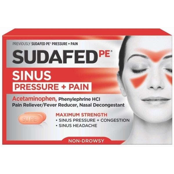 Sudafed PE Sinus Pressure and Pain Nasal Decongestant Non Drowsy 24 ct Pack of 1