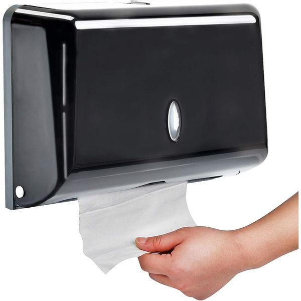 Paper Towel Dispensers, Commercial Toilet Tissue Dispensers Wall Mount Paper Towel Holder C-Fold/Multifold Paper Towel Dispenser for Bathroom, Kitchen(Black)