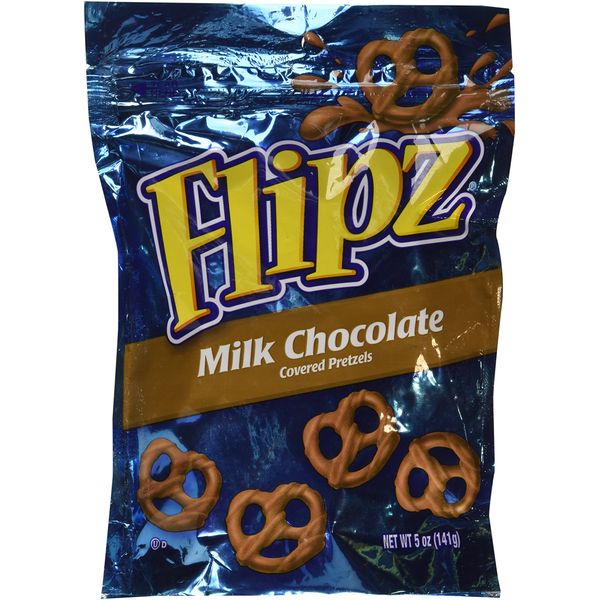 Flipz, Milk Chocolate Covered Pretzels, 5oz Bag Bag (Pack of 4)