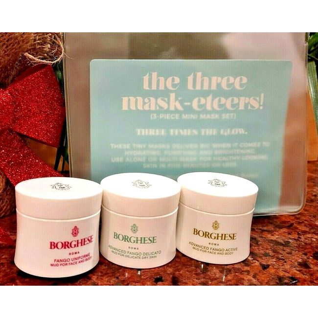 Borghese 3pc MINI MUD MASK GIFT SET Fango Active Delicato Uniforme Face Body NEW