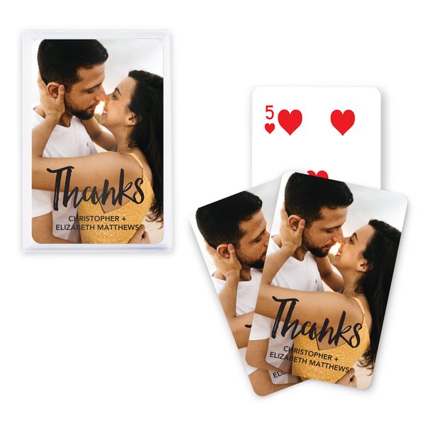 WEDDINGSTAR Custom Photo Printed Playing Card Favor - Handwritten Elegance (Pack of 5)