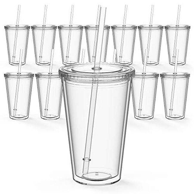 Maars Drinkware Bulk Double Wall Insulated Acrylic Tumblers with Straw and  Lid