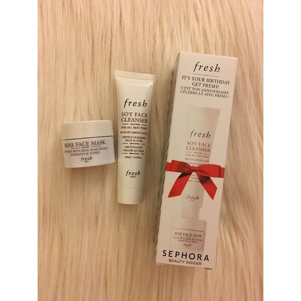 Sephora Birthday Gift Fresh Soy Face Cleanser & Rose Face Mask Set