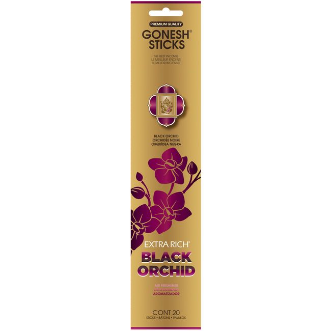 GONESH Incense Sticks Adventure Collection Black Orchid (Orchid Base Glossy Scent) 20 Count Black Orchid (Orchid Tuberose, Muguet Sandalwood) 20 Count (x1)