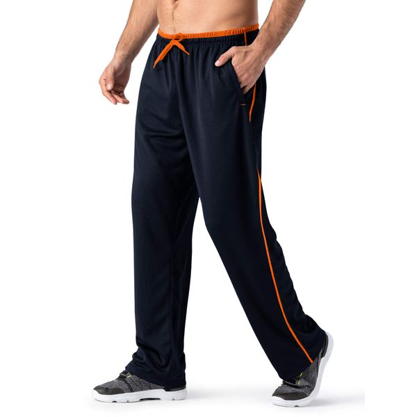 MAGNIVIT Men's Sweats for Men Casual Workout Running Pants Zippered Pocket Loose Fit Blue/Orange