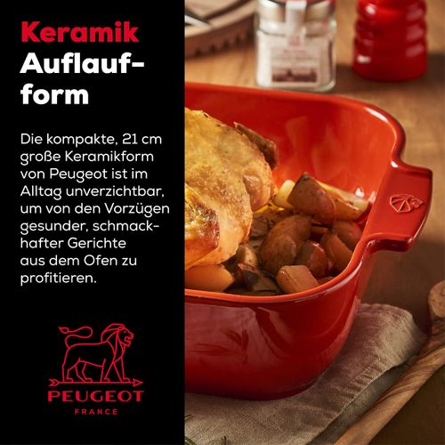 プジョー PEUGEOT アポーリア オーブン皿 電子レンジ対応 グラタン皿 21×17cm セラミック フランス製 レッド スクエアベイカー 60213