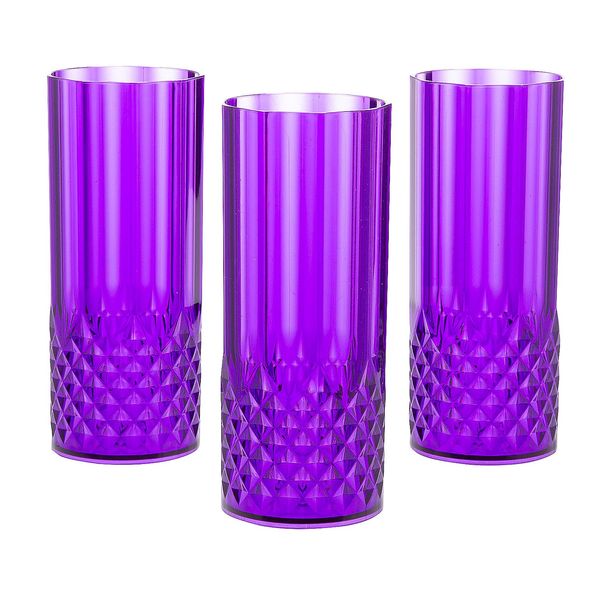 Fun Express 6" 14 oz. Purple Patterned Reusable Plastic Water Cups - 12 Count