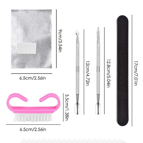 Nail Polish Remover Tool Set,YuCool 200 Pcs Nail Foil Wraps Gel Remover Pads with Double Head Cuticle Pusher,Nail File and Mini Cleaning Brush for Nail Gel Polish Removal