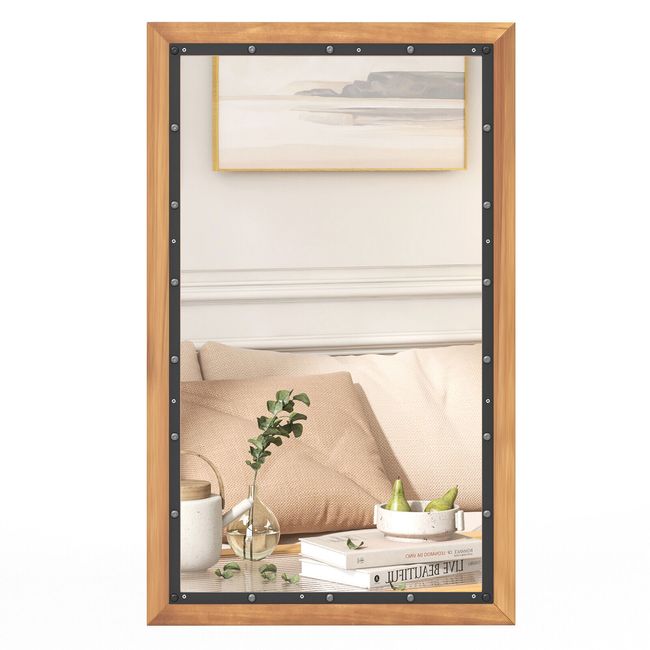 22" x 36" Rectangular Wall Mount Hanging Mirror Wood Framed Farmhouse Decor