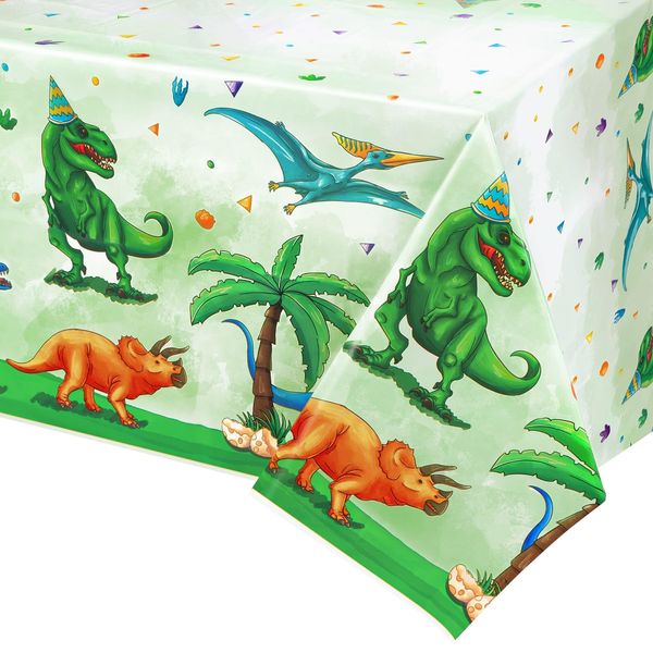 WERNNSAI Dinosaur Party Tablecloth - 1 PC Dinosaur Party Decorations for Kids Party Supplies Plastic Waterproof Tablecloth Disposable Table Cover for Boys Kids Dinosaur Birthday Party 54 ”×108 “