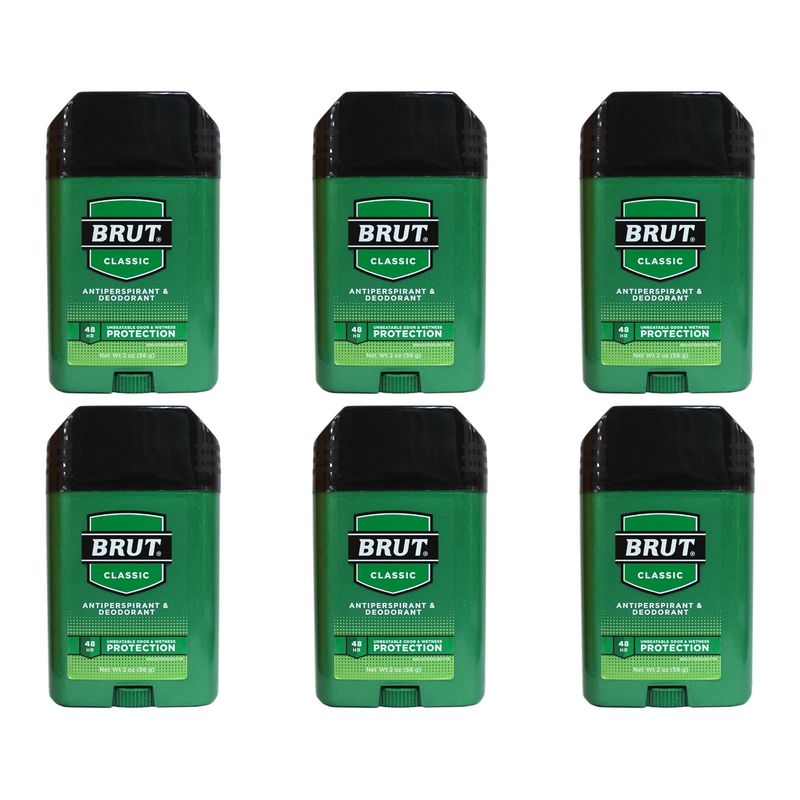 Brut Deodorant 2 Ounce Oval Solid Classic Scent(Anti-Perspirant) (59ml) (6 Pack)