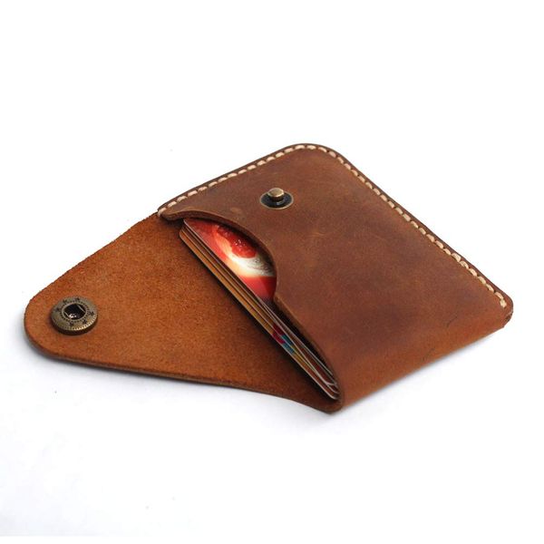 Handmade Minimalist Genuine Leather Card Case Wallet for Men & Women Front Pocket Card Holder